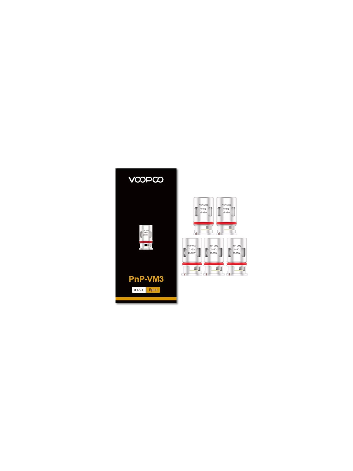 PACK DE 5 RÉSISTANCES PnP-VM - VOOPOO 0,45 OHM