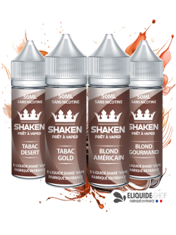 Pack 4 e-liquides PACK 4 E-liquideS 50ML -  AMÉRICAIN, GOLD, GOURMAND et DESERT – SHAKEN assortiment e-cigarette à petit prix