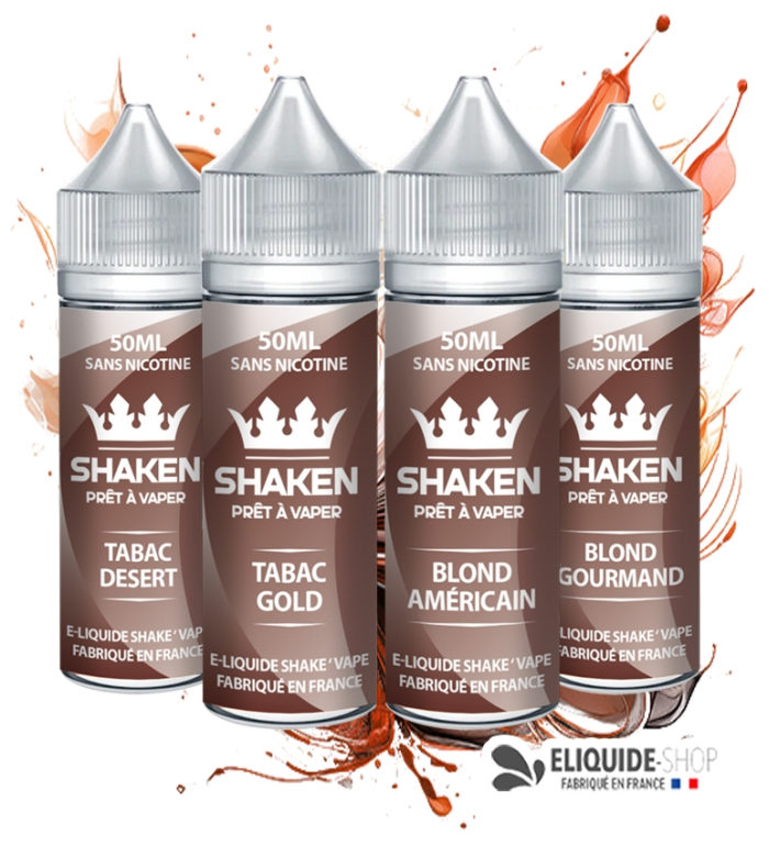 Pack 4 e-liquides PACK 4 E-liquideS 50ML -  AMÉRICAIN, GOLD, GOURMAND et DESERT – SHAKEN assortiment e-cigarette à petit prix