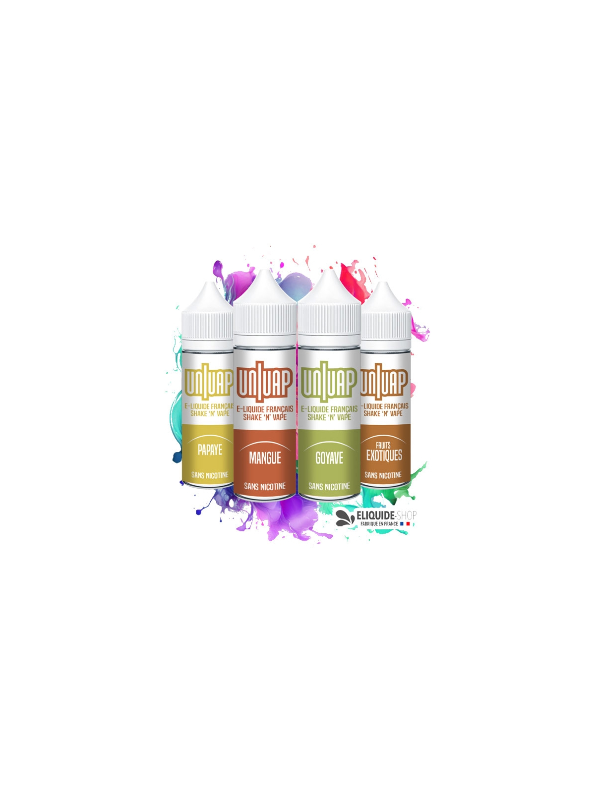 PACK 4 E-LIQUIDES  -  PAPAYE, MANGUE, GOYAVE et FRUITS EXOTIQUES - UNIVAP 50ML