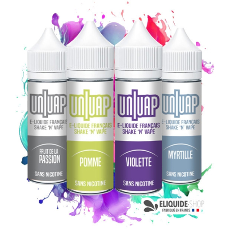 PACK 4 E-LIQUIDES  -  FRUIT DE LA PASSION, POMME, VIOLETTE et MYRTILLE - UNIVAP 50ML