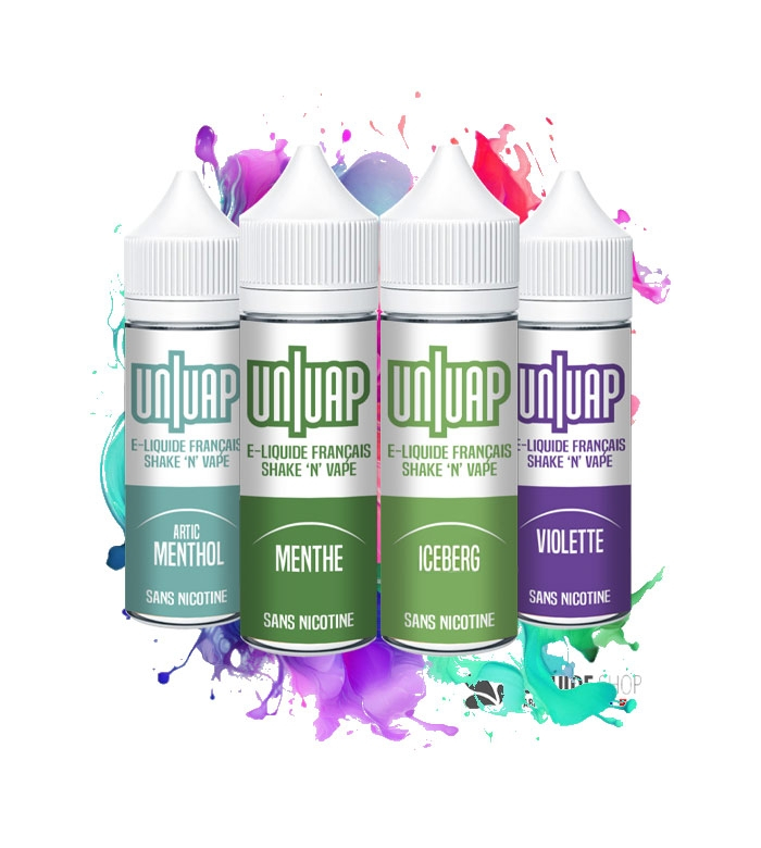 PACK 4 E-LIQUIDES  -  ARTIC MENTHOL, MENTHE, ICEBERG et VIOLETTE - UNIVAP 50ML