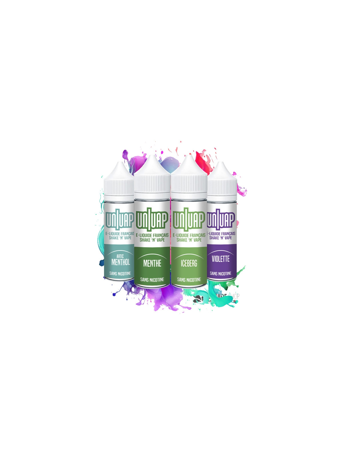 PACK 4 E-LIQUIDES  -  ARTIC MENTHOL, MENTHE, ICEBERG et VIOLETTE - UNIVAP 50ML