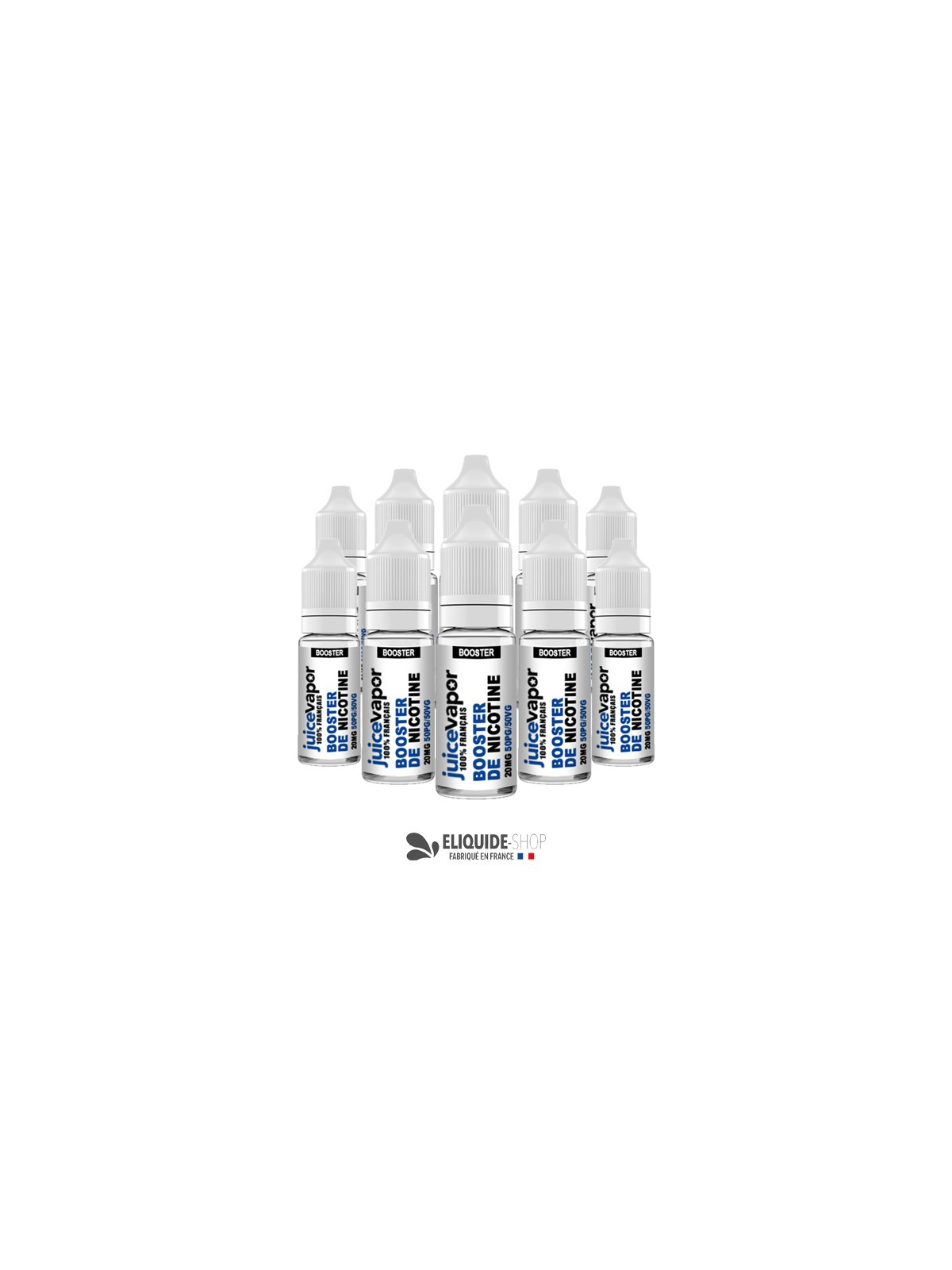 PACK 10 BOOSTERS DE NICOTINE – JUICE VAPOR pour vapoteuse sur eliquide-shop.fr