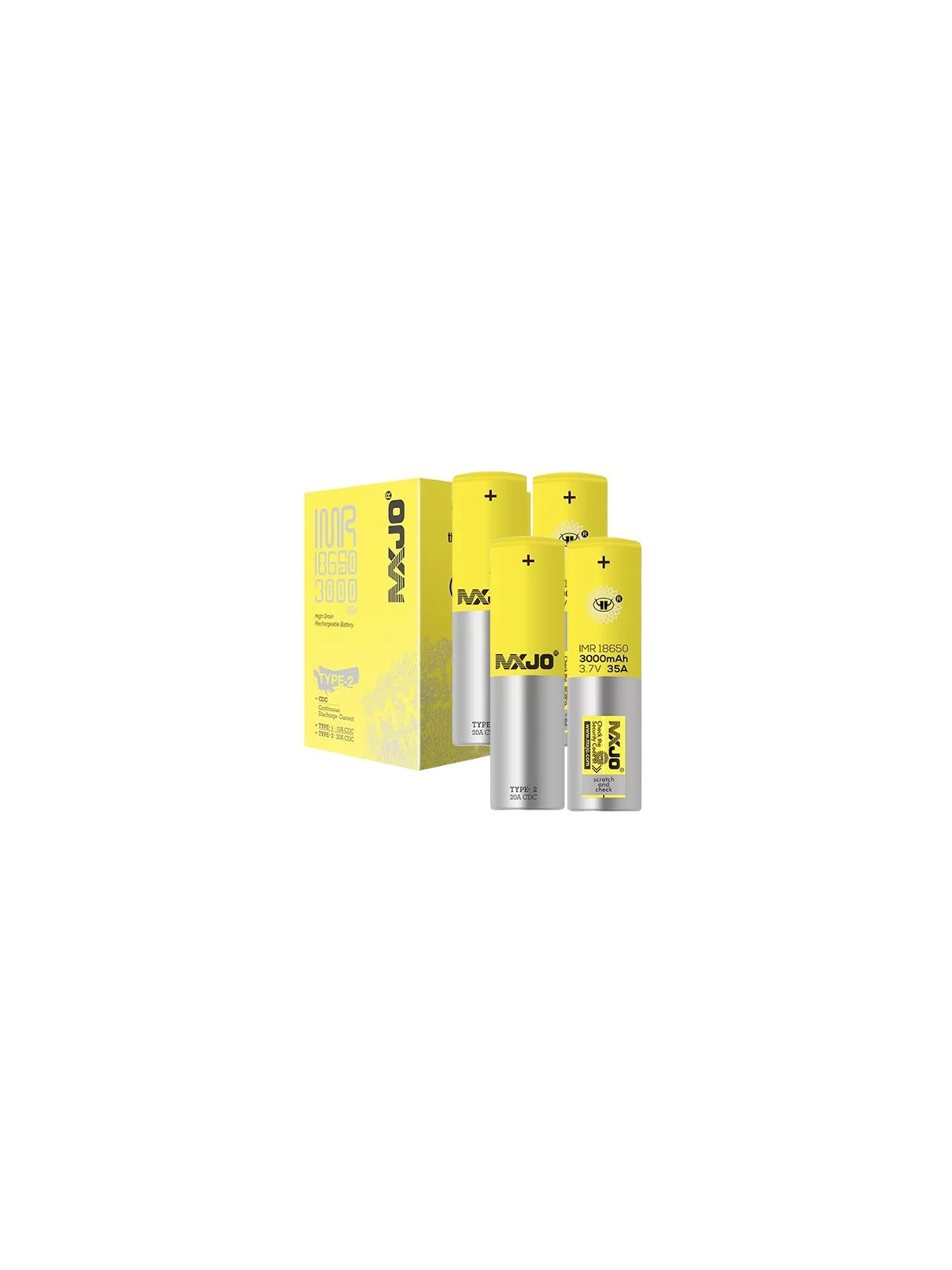 PACK DE 4 ACCUS 18650 - MXJO - 3000 mAh 35A